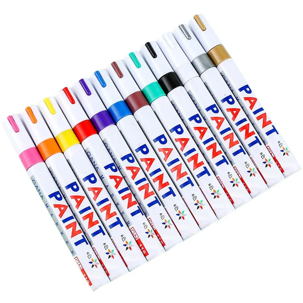 12Pcs Colorful Oil Based Paint Marker,Waterproof, Quick Dry,Medium Tip,Paint Markers for Stone Markers  Rubber Fabric Metal