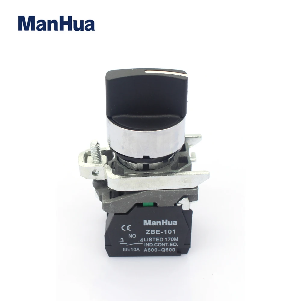 22mm Push Button XB4BD21 Black Selector Switch  With 2-position Stay Put 1NO