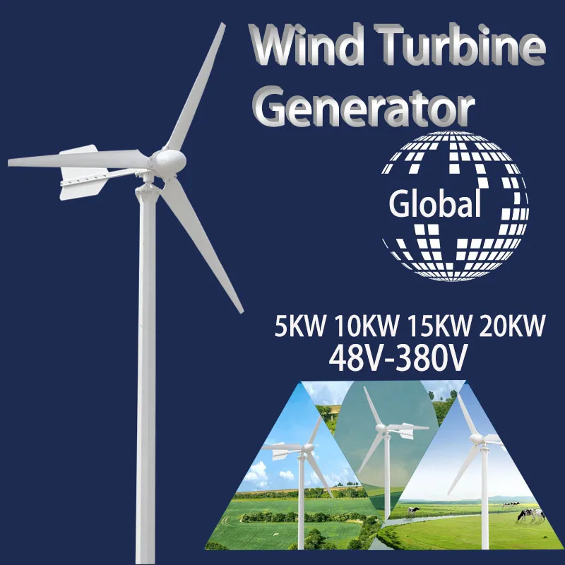 20KW 30KW Horizontal Wind Turbine Generator  110V 220V   Free Energy Magnetic Dynamo Strong Power 220v Inverter Output For Home