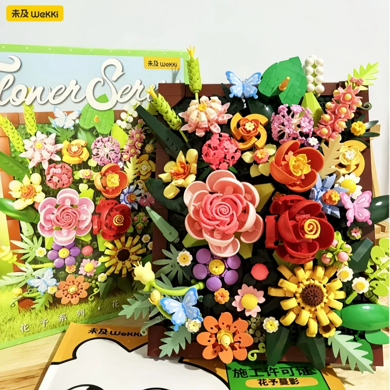 

Wekki Building Blocks Flower Splicing Model Creative Assembly Micro-particle Puzzle Desktop Ornament Slowpoke Toys Idea Gift