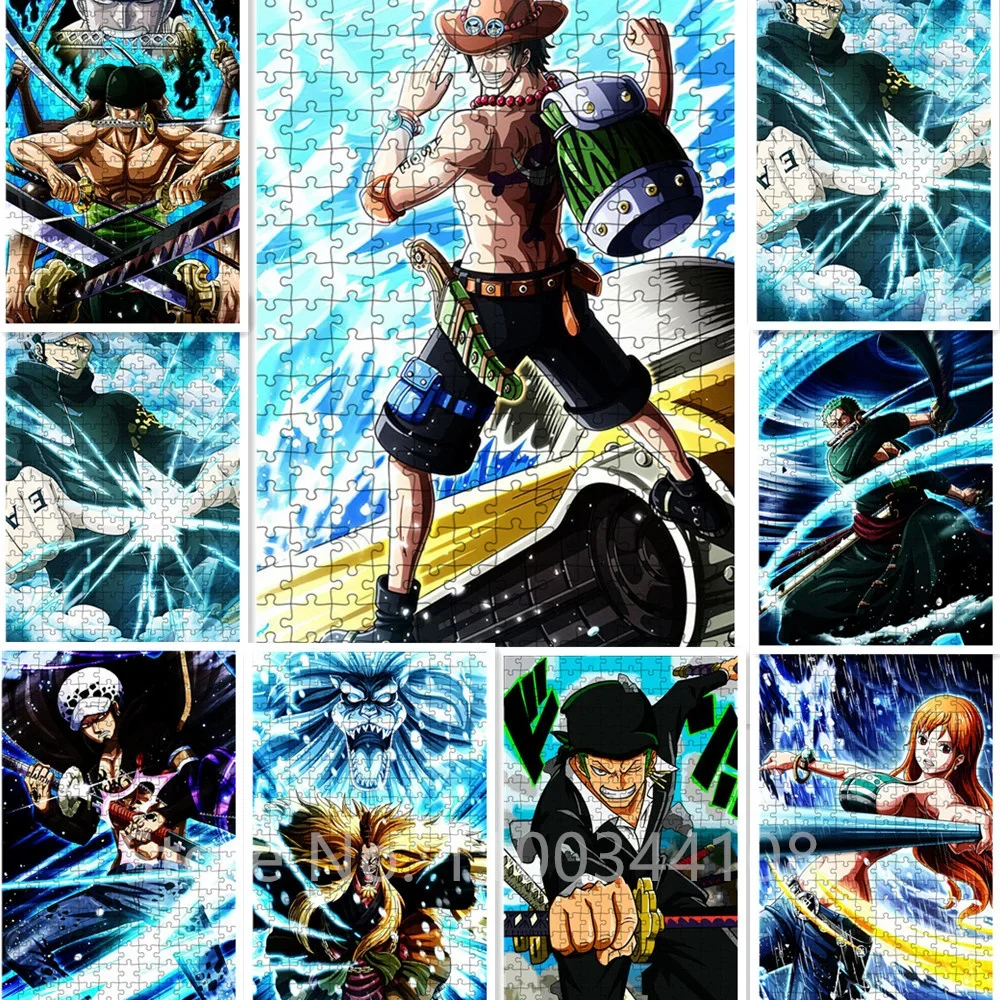 One Piece Jigsaw Puzzle 300/500/1000 Pieces Japanese Anime Puzzle Roronoa Zoro Picture Adults Kids Toys Handmade Gift Boy