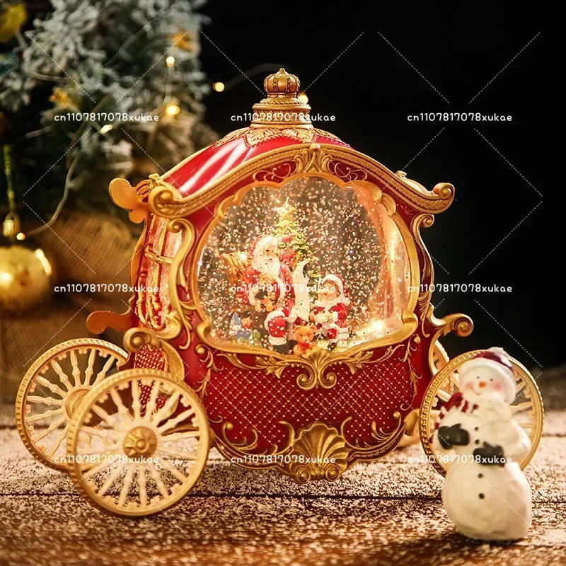 Christmas Eve Old Man Carriage High-end Music Box Music Box Children's Birthday Gift Crystal Ball Snow