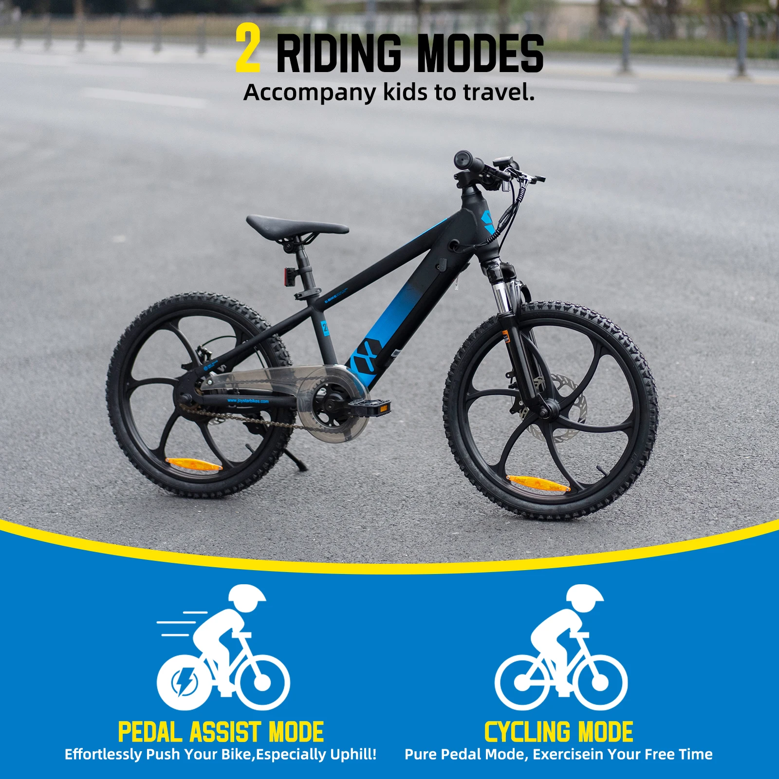 JOYSTAR Electric Bike for Kids Teens Ages 7+ with 250W Motor, 15 Miles 15MPH Electric Mountain Bicycle Safe Mini Ebikes