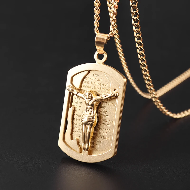 Stainless Steel Religious Faith Bible Jesus Pendant Necklace Amulet Accessories Suitable for Men and Women As Blessing Jewelry image 5