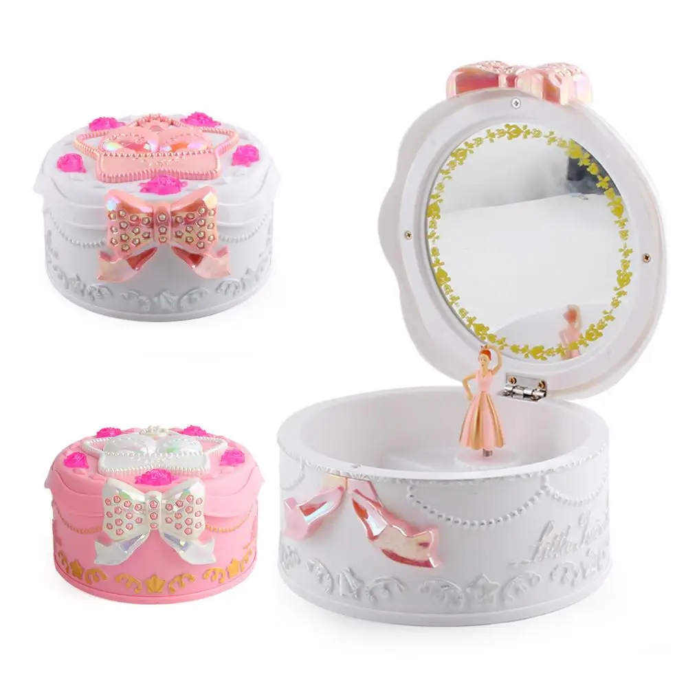 Beautiful  Music Box 2 Colors Girls Ballerina Jewelry Box Jewelry Storage Portable Rotating Music Box for Gift