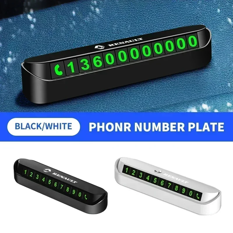 

Luminous Car Temporary Parking Card Car Styling Phone Number Card Plate for Renault Sport Duster Megane 2 3 Auto Accessories