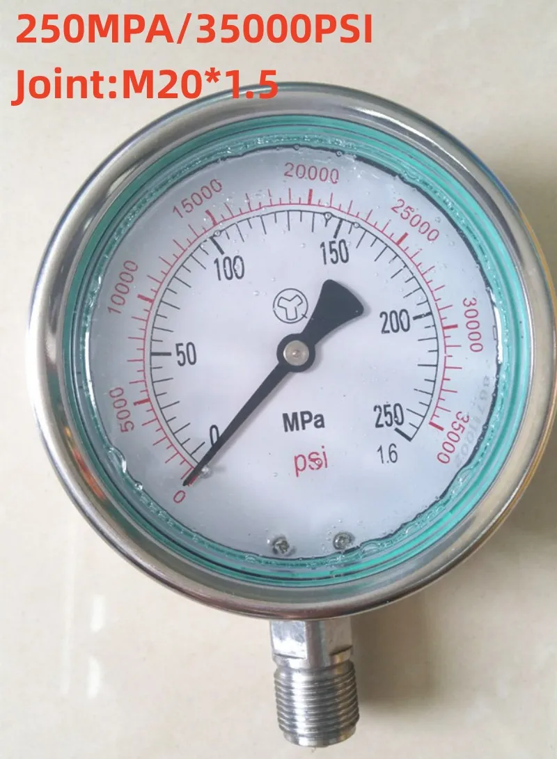 250Mpa 2500bar High Pressure Gauge M14*1.5 Plunger Pressure Test 35000PSI High Pressure Meter M20*1.5