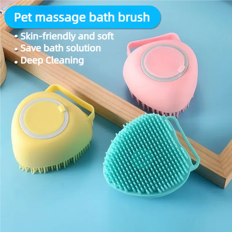 

Pet cat Shampoo Brush Cat Massage Comb Grooming Scrubber for Bathing Short Hair Soft Silicone Rubber pet accessories dog cat too