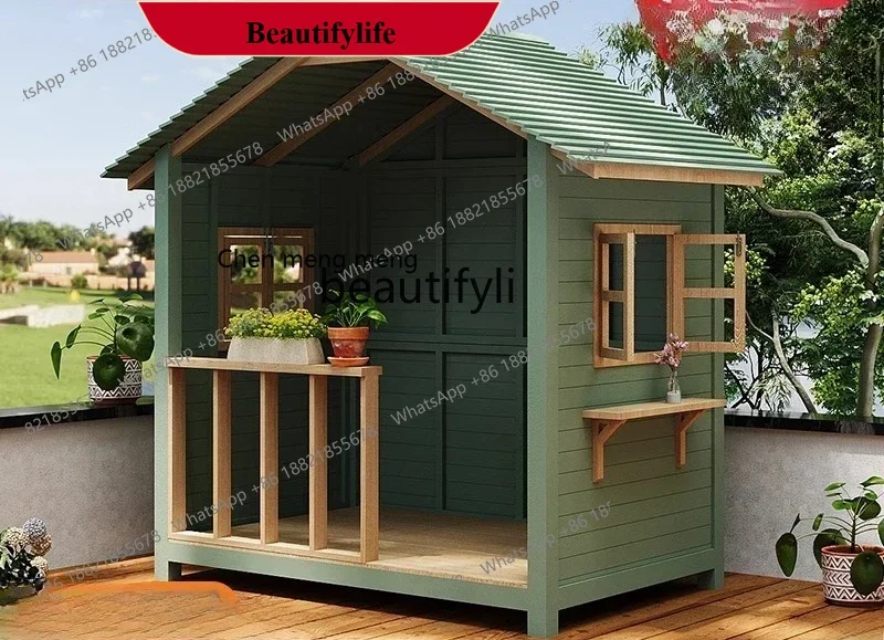 D178  Outdoor courtyard garden chalet can be assembled solid wood mobile, original ecology, small courtyard Christmas chalet