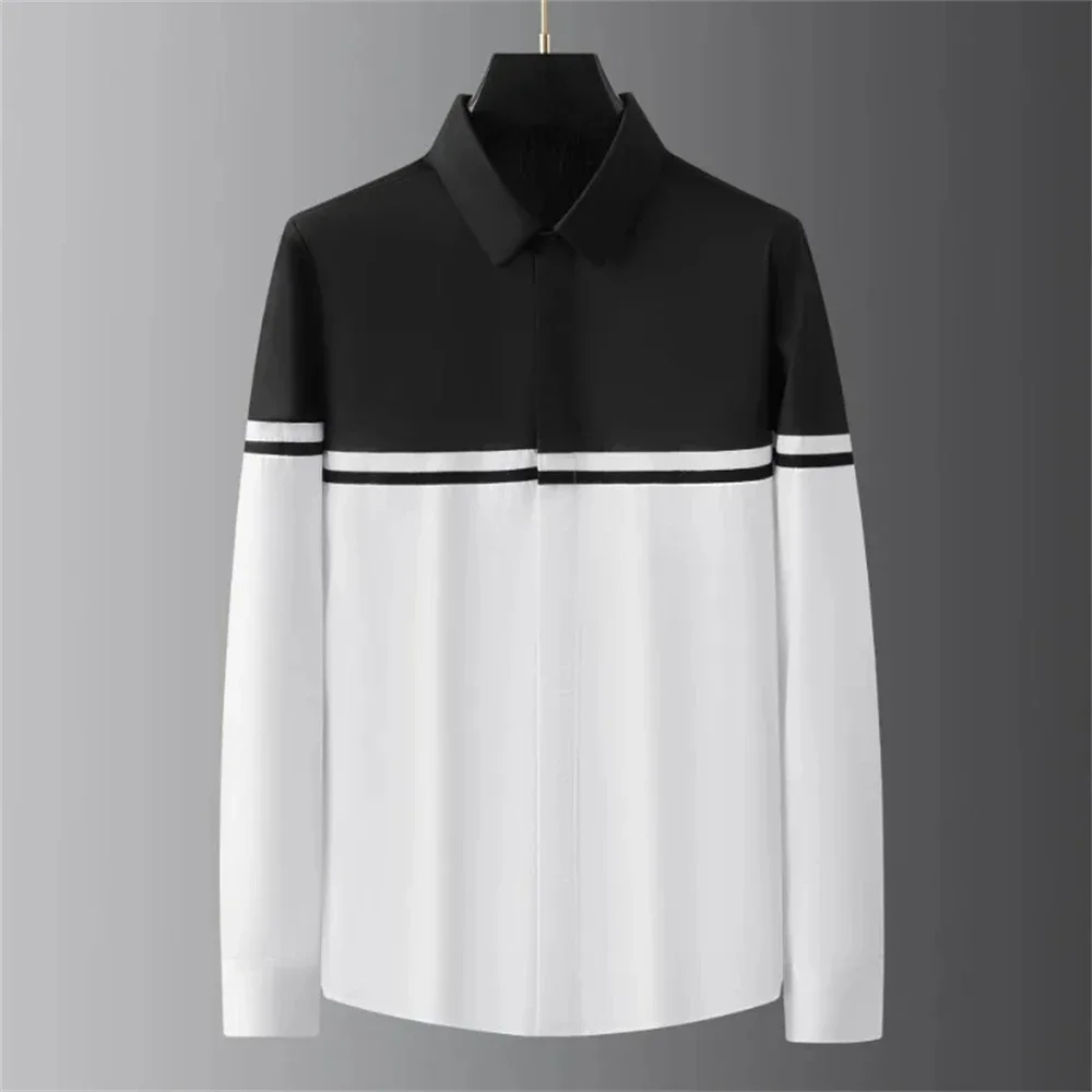 Luxury basic shirt men's long sleeved casual shirt solid color fashion street high-end plus size men's XS-6XL fast shipping