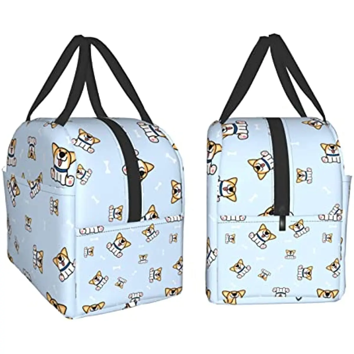 Fiambrera con diseño de perro y hueso Corgi para hombre y mujer, bolsa de almuerzo con aislamiento, reutilizable