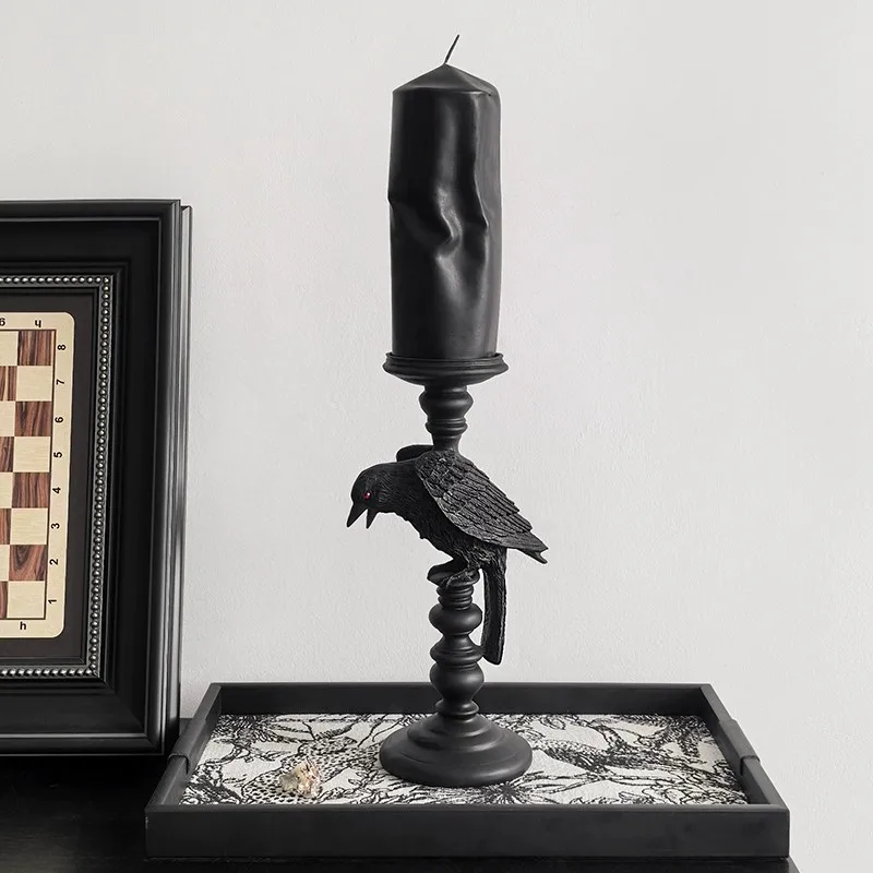 Light luxury dark elements crow candle holder home decoration Christmas creative birthday gift gift box
