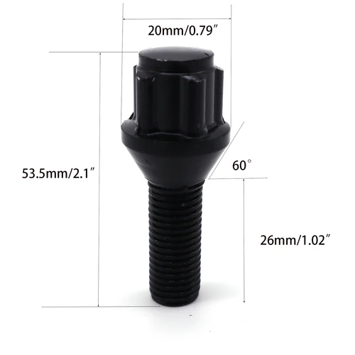 Imagen 2 del producto Pernos de bloqueo de rueda de aleación de coche, tuercas, terminales negros M12x1.5, 17mm, cono hexagonal para BMW 1, 3, 5, 6, 7, 8 Series E36, E46, E60, E61, E90, M1, Z3, Z4, 4 Uds.