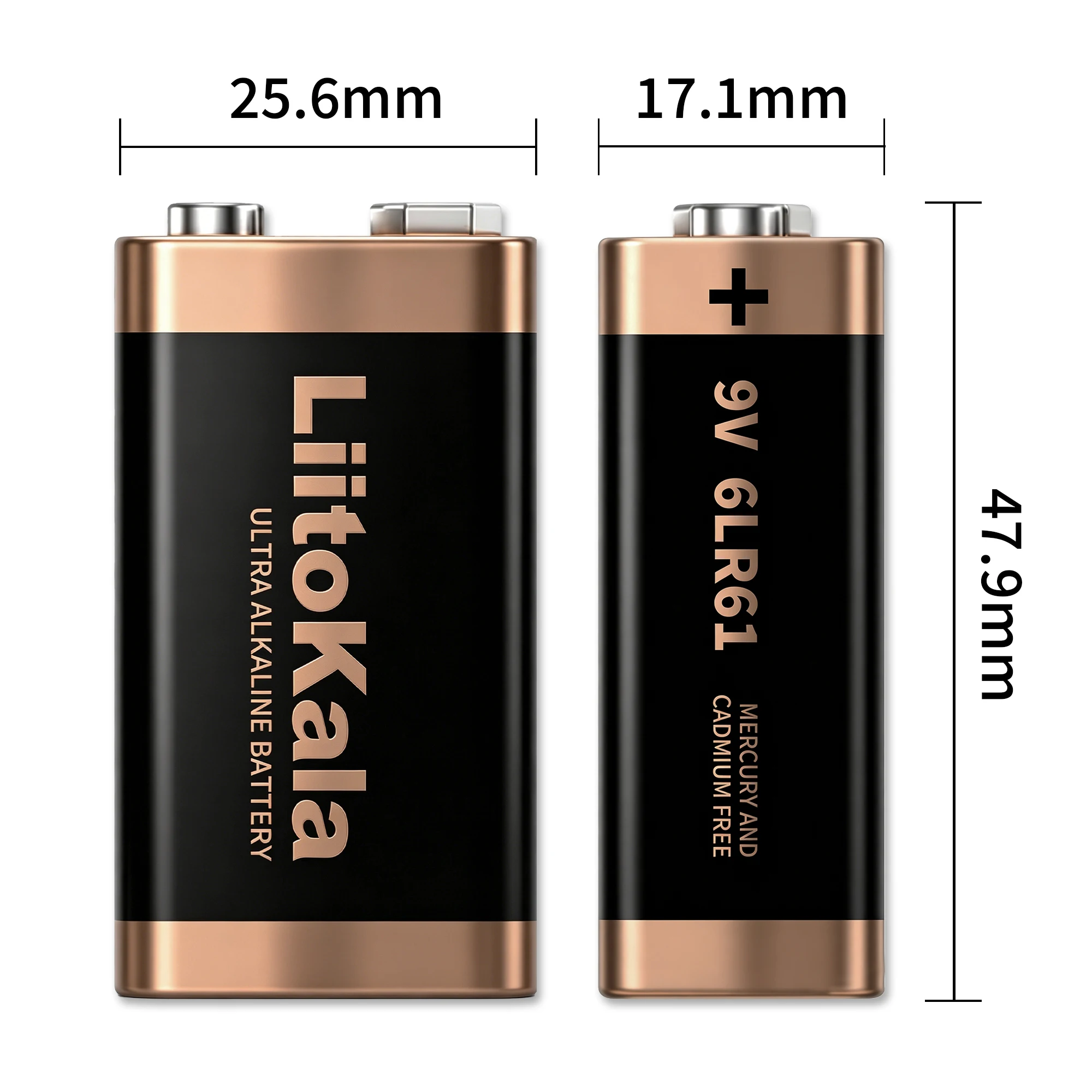 LiitoKala 9V alkaline dry battery 9V/square/6LR61 smoke alarm wireless microphone multimeter safety warning device