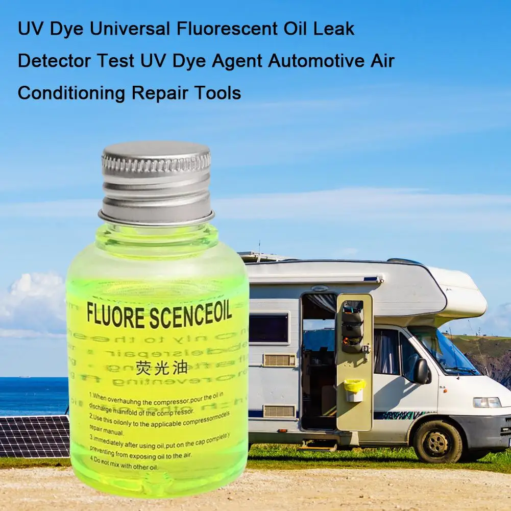 Fluorescent Oil Leak 60ml Car Air-conditioning Fluorescent Oil Dye Uv Light Leak Detection For R134a R404a Refrige M4q7