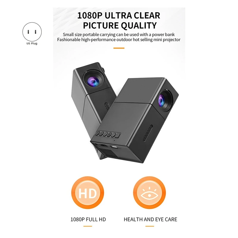 LED Portable Projector Compact Home Theater Projector for Indoor Entertainment Light Weight & Easy to Carry US Plug [Life diary]
