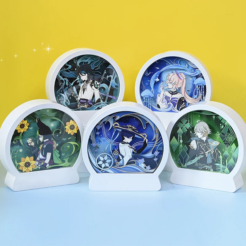 Anime Game Genshin Impact Scaramouche Cosplay Paper Carving Night Light Bedside Lamp Ornament Birthday Xmas Gift