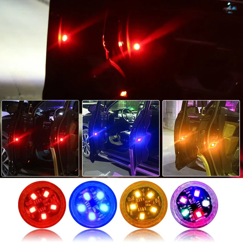 1PC Universal 5 LED Car Door Safety Lights Magnetic Strobe Flashing Anti-Collision Warning for Parking Alarm Interior Protection