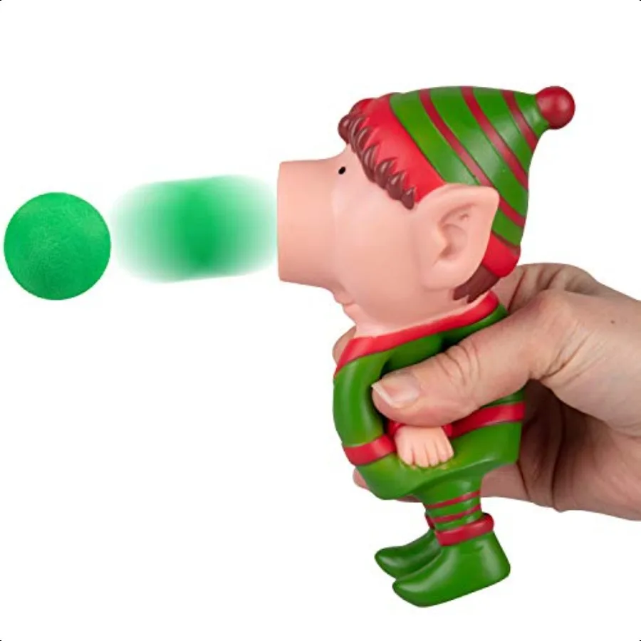 Hog Wild Christmas Elf Ball Popper Toy Stocking Stuffer comprend 4 boules en mousse souple à presser pour pop Air Powered Balls Up