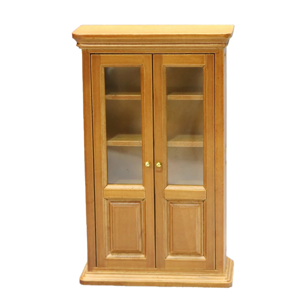 1Pcs Mini Vertical Bookcase Maroon High Quality Micro Scene Cabinet for Study Room DIY Crafts Mini Vertical Bookcase