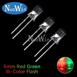 50pcs/lot 5mm Flash Red Green Bi-Color Light-Emitting-Diode Automatic Flashing LED F5 Flash Control Blinking Diode DIY