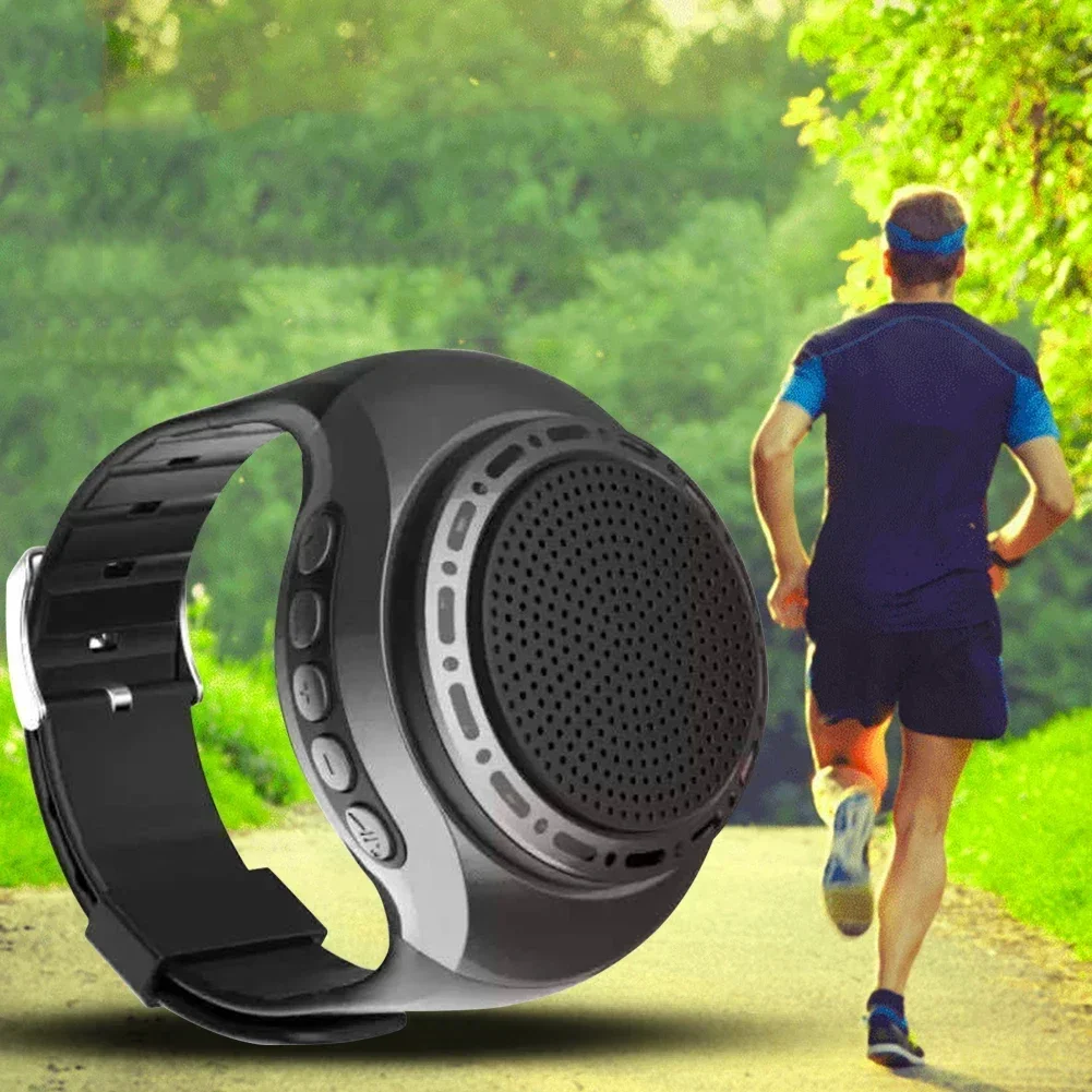 With FM Radio Portable  New Mini Speaker Wireless Subwoofer Wrist Watch Bluetooth SpeakerOutdoor Sports Running Wearable