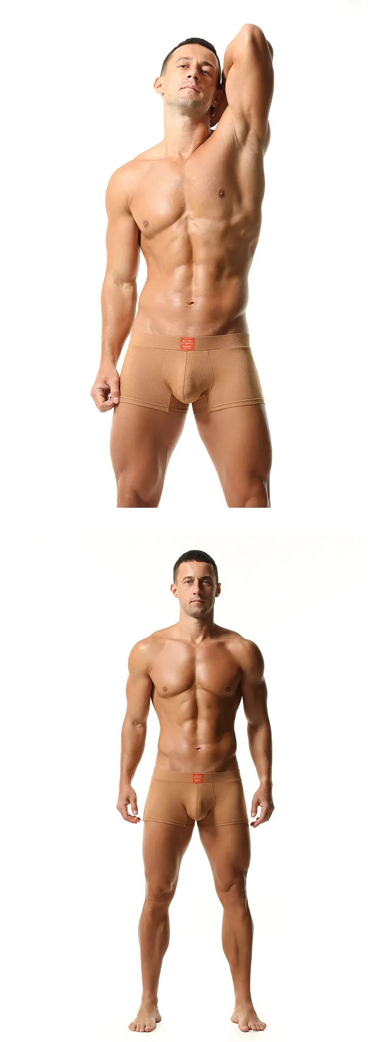 TAUWELL Herren Gerippte Boxershorts mit 3D-Konturierter Tasche Elastischer Bund Weicher Stretch-Stoff für Komfort Lässige Unterwäsche – Detail 2