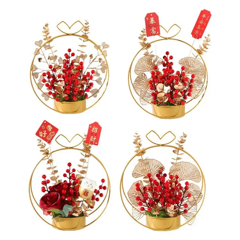 

KYCOR-4 Pieces New Year Hongjiang Flower Decoration Living Room Desktop Decoration Relocation Gift