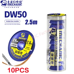 MECHANIC DW50 2.5M Strong Copper Desoldering Wire Braid Solder Wick Remover 1.0/1.5/2.0/2.5/3.0/3.5mm Soldering Tin Sucker Tools