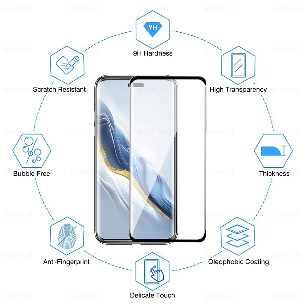 Cristal Curvo 2 en 1 para Honor Magic6 Pro 5G, Protector de pantalla de lente de cámara para Honor Magic6Pro Magic 6Pro 6 pro 5g, vidrio templado HD