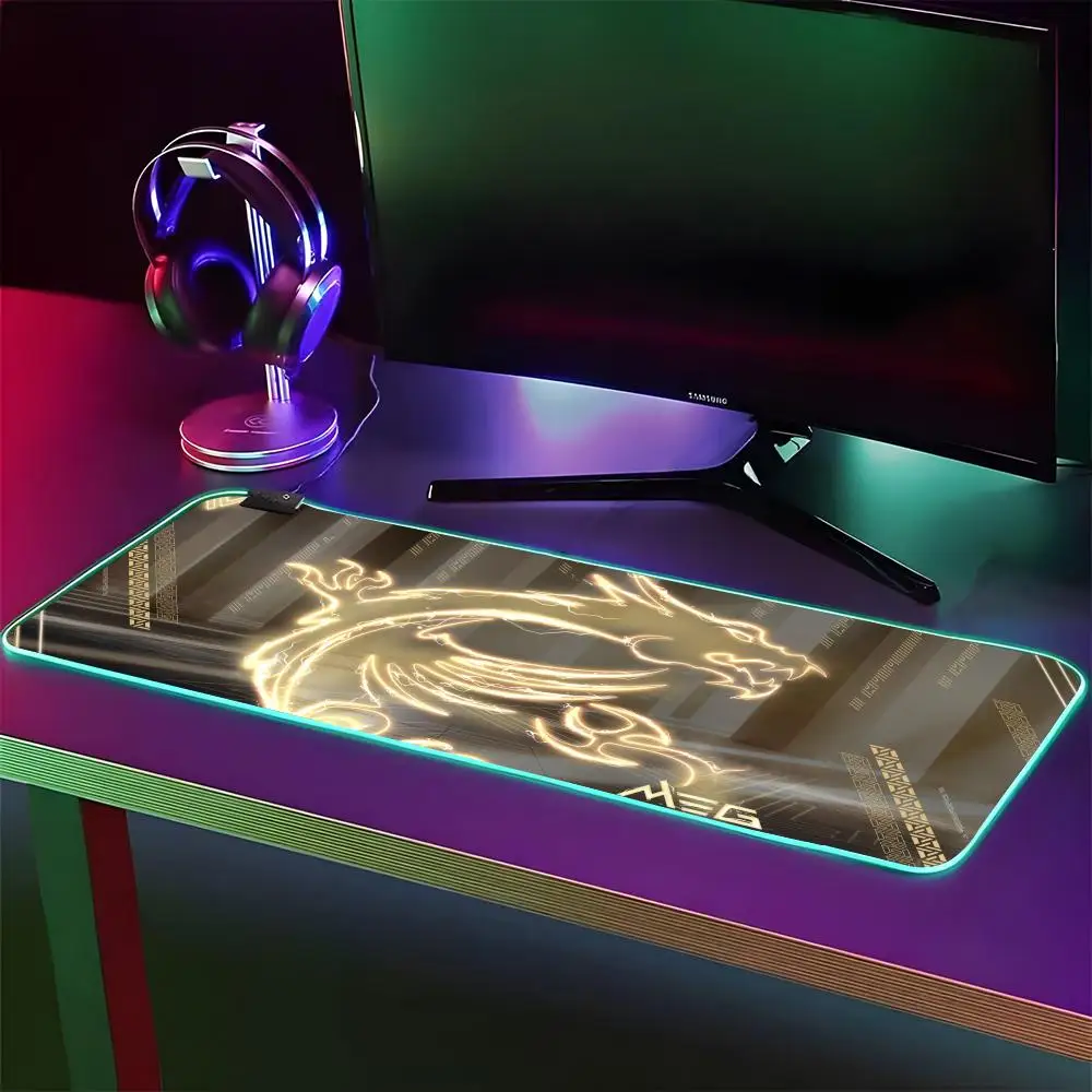 MSI Logo Mouse Pad RGB Gaming Mouse Pad Desk Mat HD Gamer Large LED Light XXL MousePads