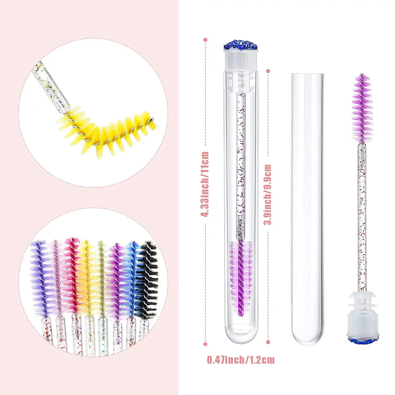 Tube de brosse à cils réutilisable, applicateur d'extension de cils, baguette de mascara de poulet, tube de brosse à cils en diamant, 100 pièces