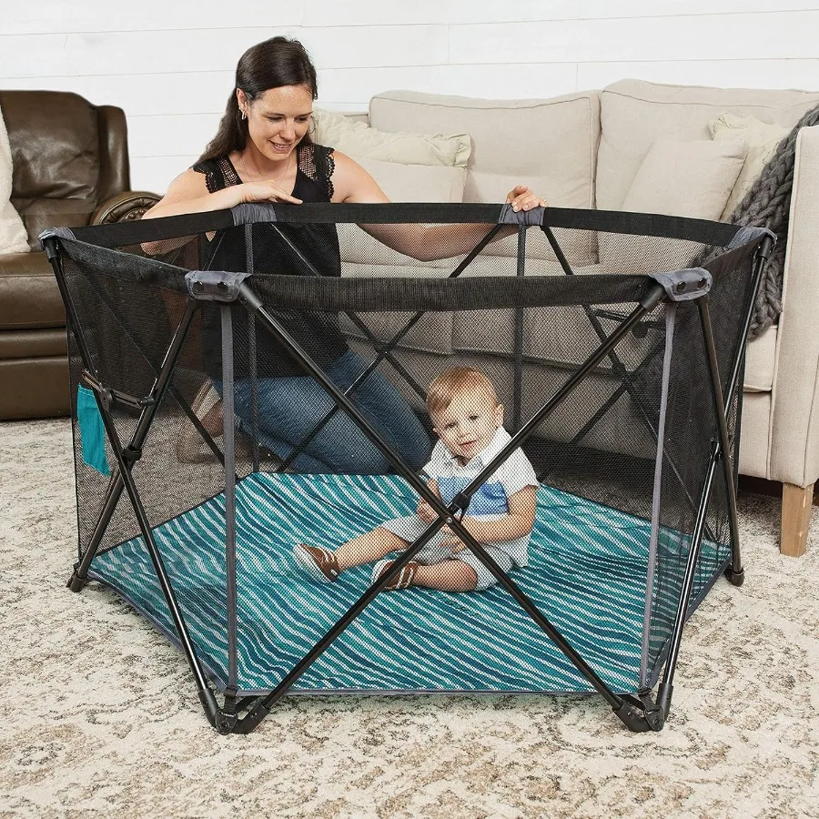 Go With Me Eclipse Mesh Portable Playard Playpen Sun Canopy قاعدة شريطية للألوان المائية الداخلية والخارجية #6