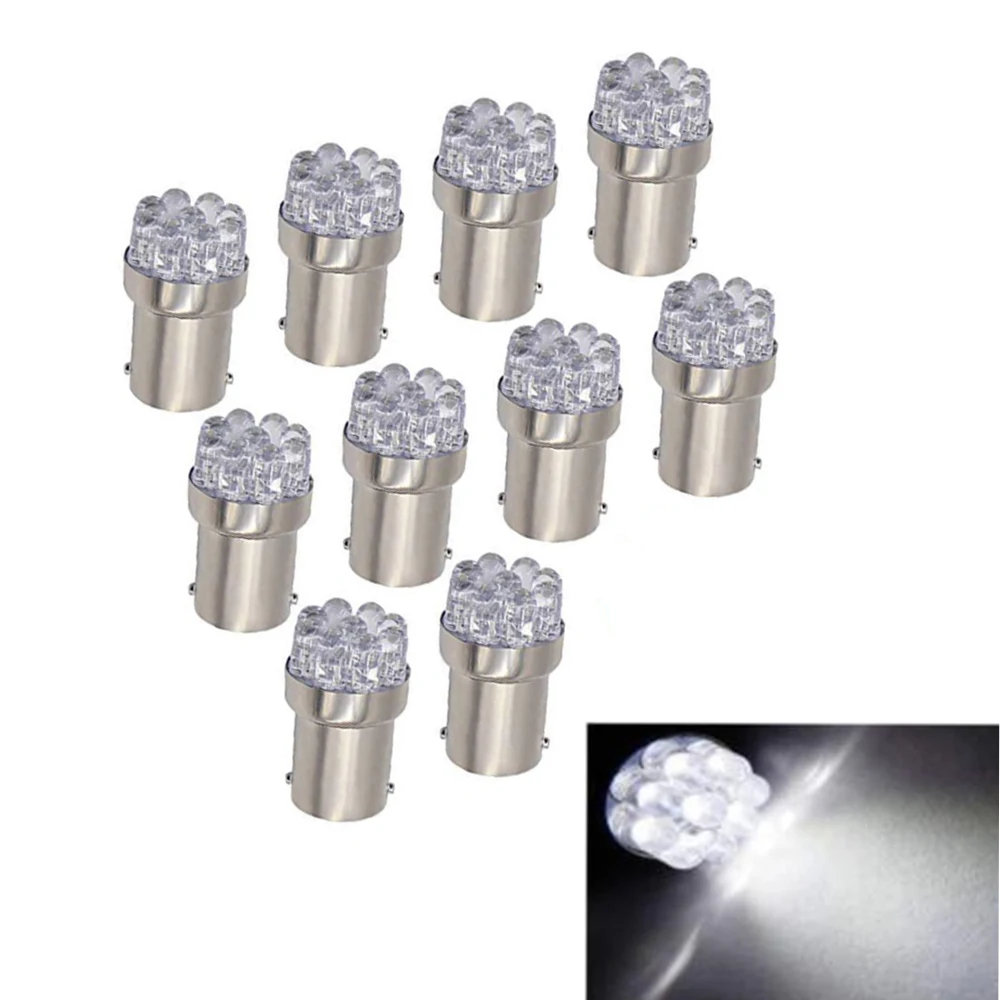10pcs In-Line LED Lights 12V Car LED Auto DRL Turn Signal Light Backup Parking Lamp Truck Light Bulb 1156-G18-9SMD