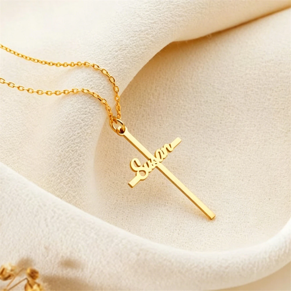 Fashion Custom Cross Nameplate Necklace Personalized Names Necklaces Valentine's Day Jewelry Birthday Gift
