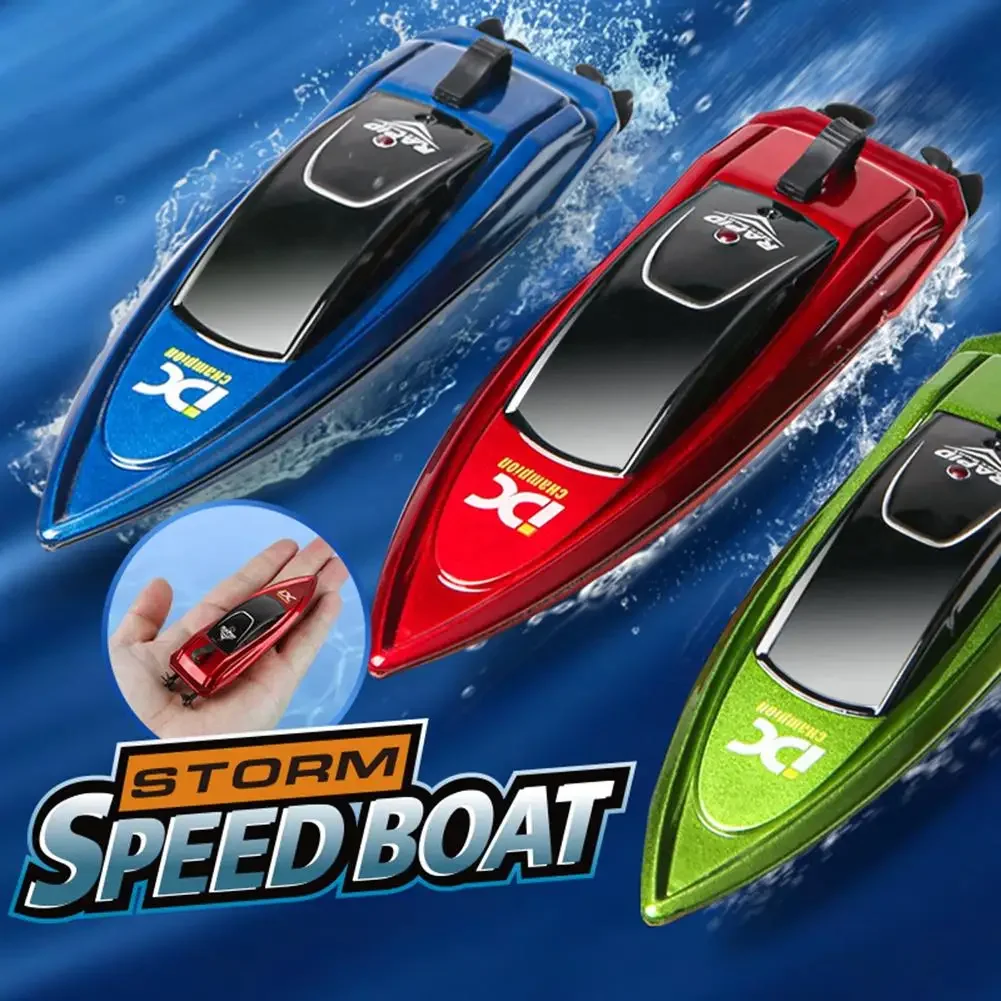 30km/h RC Boat Radio Remote Controlled Mini High Speed Ship with LED Light Palm Boat Water Toy Pool Models Christmas Gifts Kids