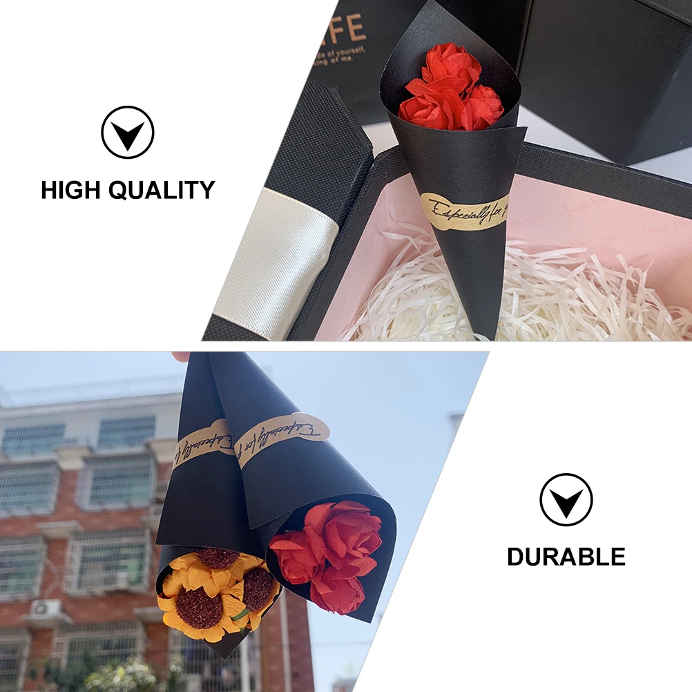 

10 PCS Small Bouquet of Dried Flowers Sunflower Rose Paper Miniature Bride Roses