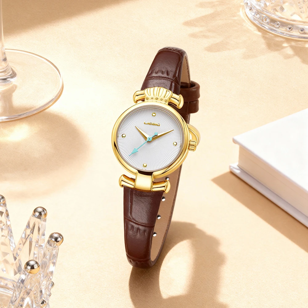 LIEBIG أنيقة أفضل الماركات الفاخرة الكوارتز ساعات المعصم موضة ساعات أوتوماتيكية للنساء حزام من الجلد السيدات ساعة Reloj Mujer #3