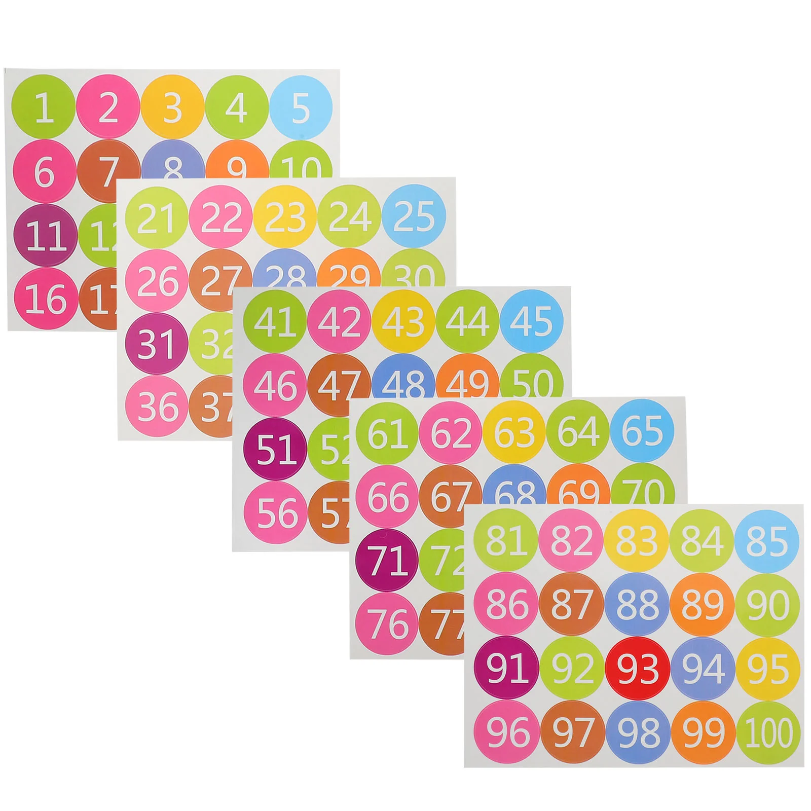 100 Pcs Nail Stickers Universal Label Number Labels Floor Numbers for Classroom The Circle Dots Numbered Office