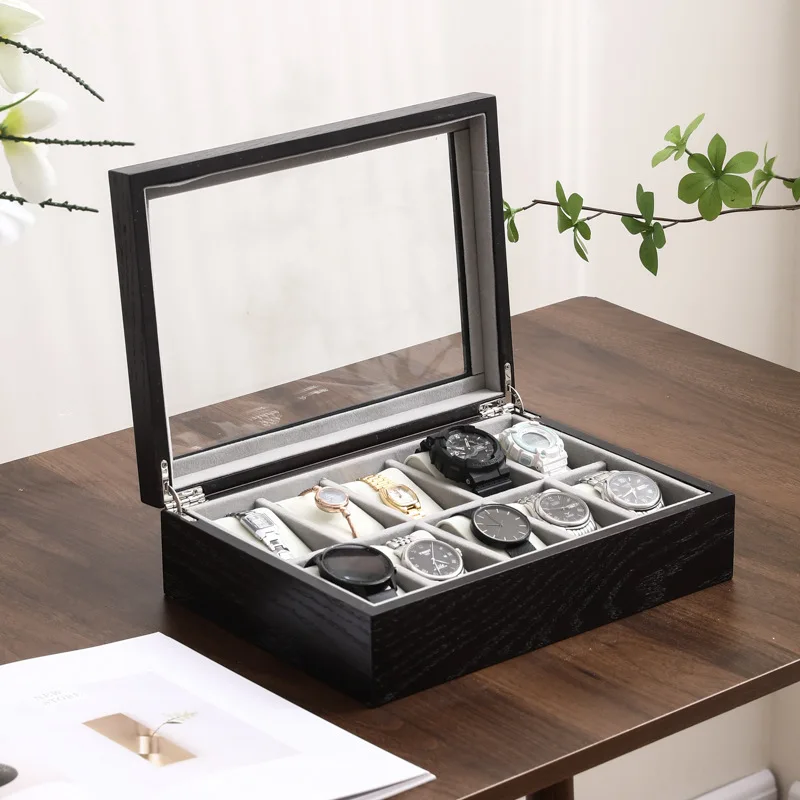 

Mutihome Vintage Jewelry Box Wooden Watch Box Jewelry Box Solid Wood Storage Box Watch Display Box 10 Spaces
