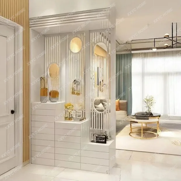 Entryway Decorative Partition Cabinet Modern Minimalist Living Room Double-Sided Hollow Screen Entrance Hall Shoe Cabinet