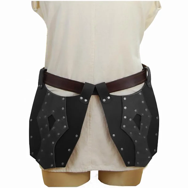 Medieval Warrior Knight PU Leather Faulds Leg Thigh Guards Armor Viking Pirate Mercenary Cosplay Costume Larp Belt Tassets Props