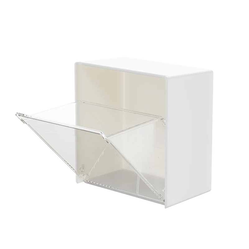 Organizador de baño montado en la pared, soporte de almohadilla de algodón, caja organizadora de maquillaje, bastoncillos de algodón de plástico para contenedor de almacenamiento, joyería