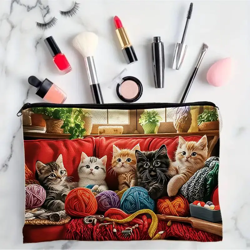 1 Stück Niedliche Multifunktionale Reißverschlusstasche, Süße Katzen-Kosmetiktasche für Frauen, Schmuckaufbewahrung, Kleine Reisetasche – Detail 6