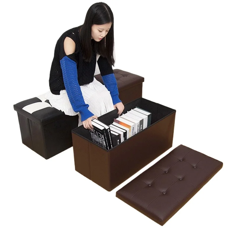 折りたたみ式収納オットマン-amazon-多機能シューズベンチ-衣類収納-フットスツール-ホームレザーポーフシート