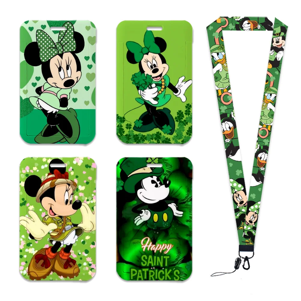 

Брелок для ключей Disney Mickey ко Дню Святого Патрика, чехол для кредитных карт, персонализированный держатель для проездных карт, бейдж-холдер с подвеской