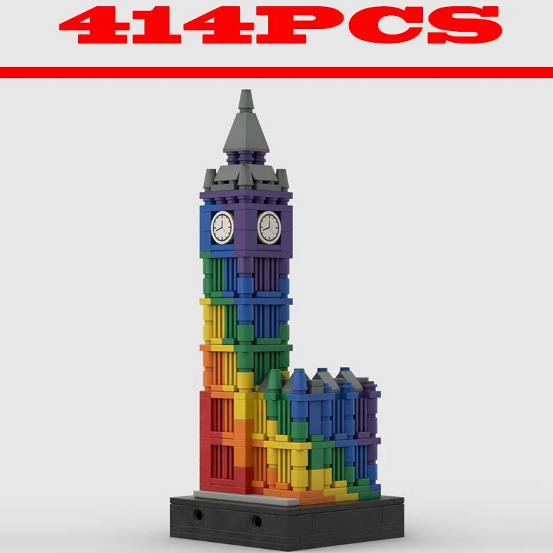Colorful Big Ben Building Blocks 414PCS London Clock Tower Architecture Bricks DIY Model Educational Toy for Kids Gift