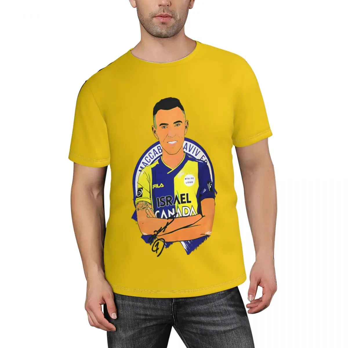 Maccabi Tel Aviv Men's Short-Sleeve Crewneck Cotton Shirt Novelty T-Shirt & Cool Design