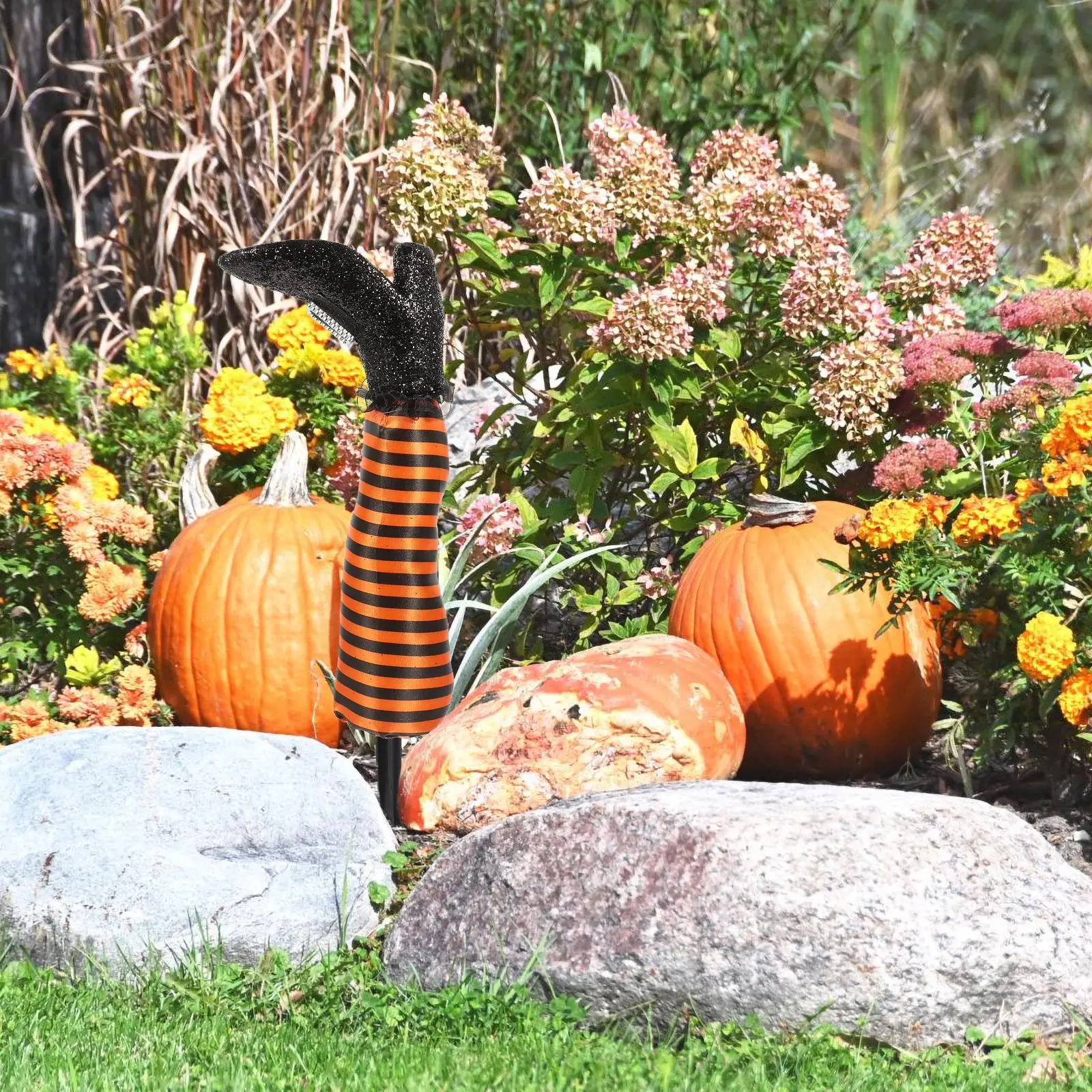 

Halloween Witch Decorative Stake for Garden Witch Legs Decor Garden Lawn Yard Party Plastic Cloth Foam Themed Adornment