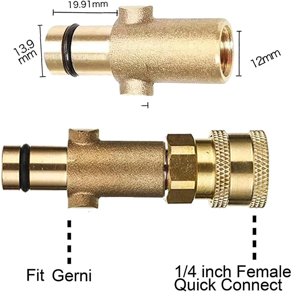 Brass 1/4 Inch Quick Connect Female Coupler Adapter Compatible with Nilfisk Gerni Pressure Washer, Car Detailing Foam Cannon